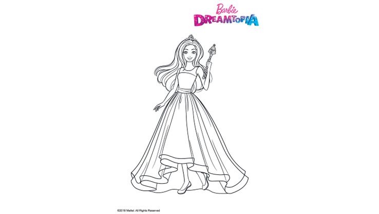 Coloriage Barbie Princesse ArcenCiel  Coloriage Barbie Dreamtopia