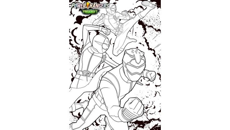 L'équipe au complet - Coloriages Dessins animes - Power Rangers Beast