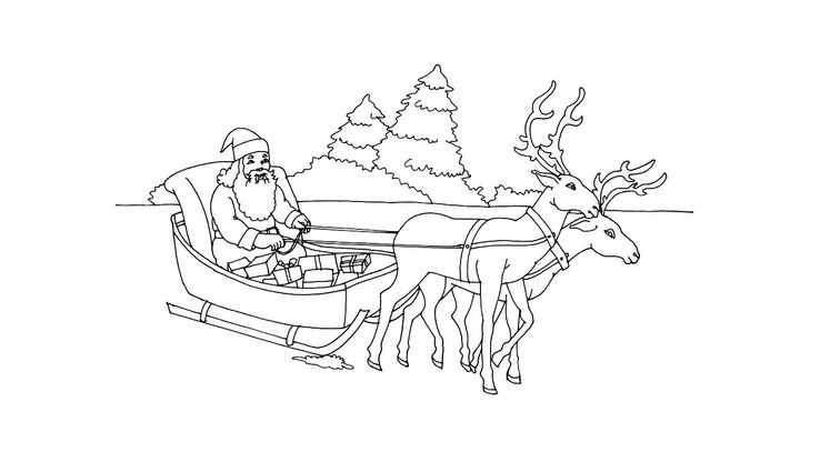 Noël : le traîneau du Père Noël - Coloriages Fetes - Noel