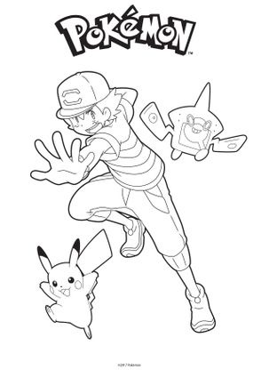 Coloriage Sacha Pikachu Et Rotom Dex Coloriage Pokemon Coloriages Dessins Animes