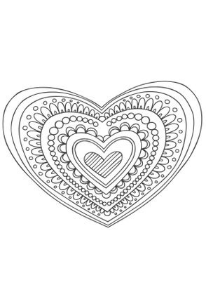 Coloriage Mandala coeur - Coloriage Mandalas - Coloriages Chiffres et