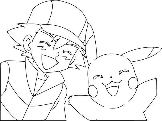 Coloriage Sacha et Pikachu  Coloriage Pokemon  Coloriages Dessins animes