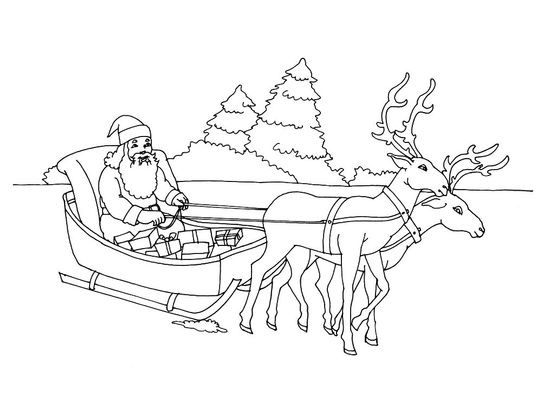 Coloriage Noël : le traîneau du Père Noël - Coloriage Noel - Coloriages
