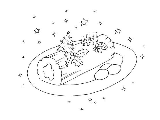 Coloriage Noël : une bûche de Noël - Coloriage Noel - Coloriages Fetes