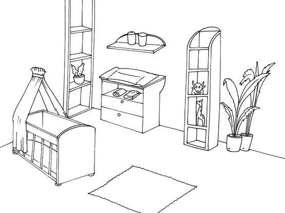 Coloriage Chambre 4  Coloriage Chambre  Coloriages Maison