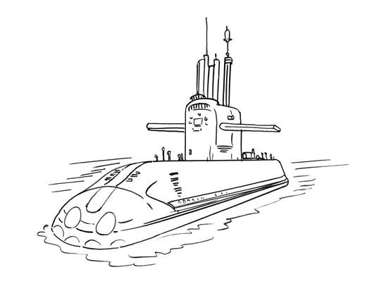 Coloriage Sous-marin 13 - Coloriage Sous marins - Coloriages Transports