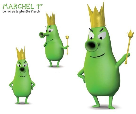 dessin animé avec un petit bonhomme vert